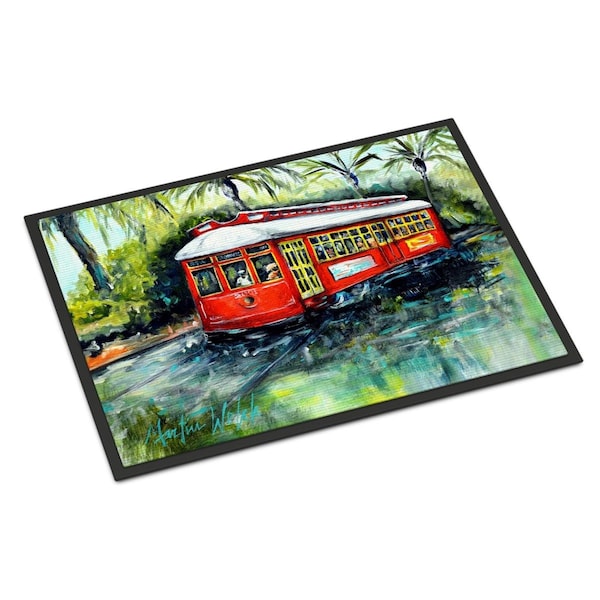 Carolines Treasures 18 x 27 in. Little Red Street Car Indoor or Outdoor Mat MW1278MAT - main